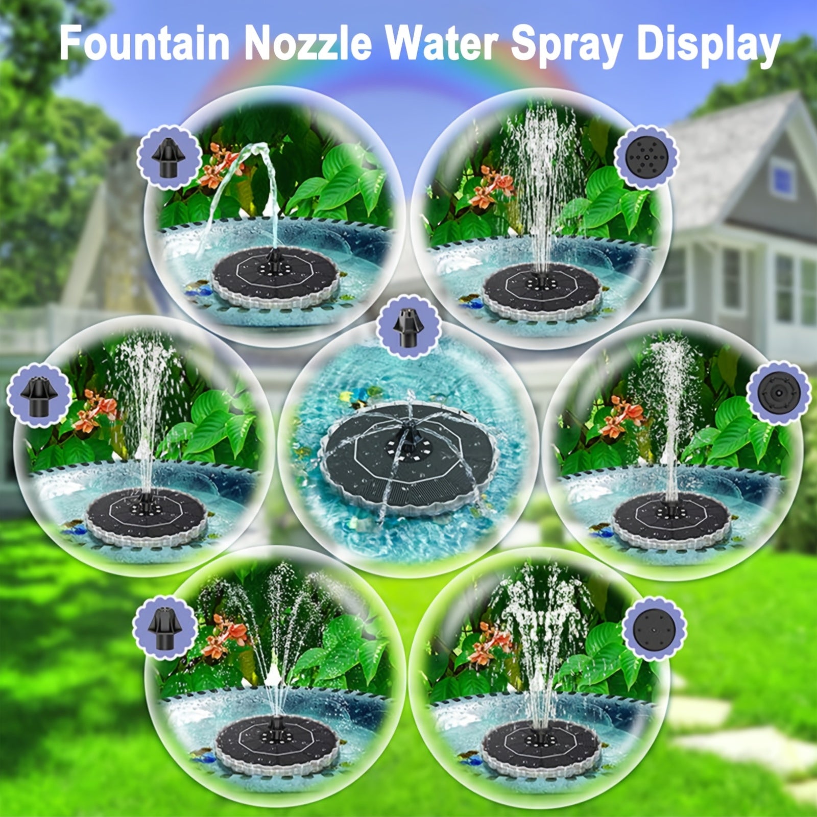 Petal Shape 2-in-1 Bird Bath Fountain Solar & Battery Operated, LED Light IPX8 Waterproof Outdoor Water Fountain For Garden Yard