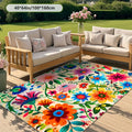 Extra Large Outdoor Mat: Soft Faux Cashmere, Vibrant Floral, All-Weather, Machine Washable, Non-Slip Rubber Backing. Perfect for Patio, Balcony, Living Room, RV, Camping. Jumbo Sizes. Outdoor Rug, Door Mat, Pergola Mat, Deck Mat