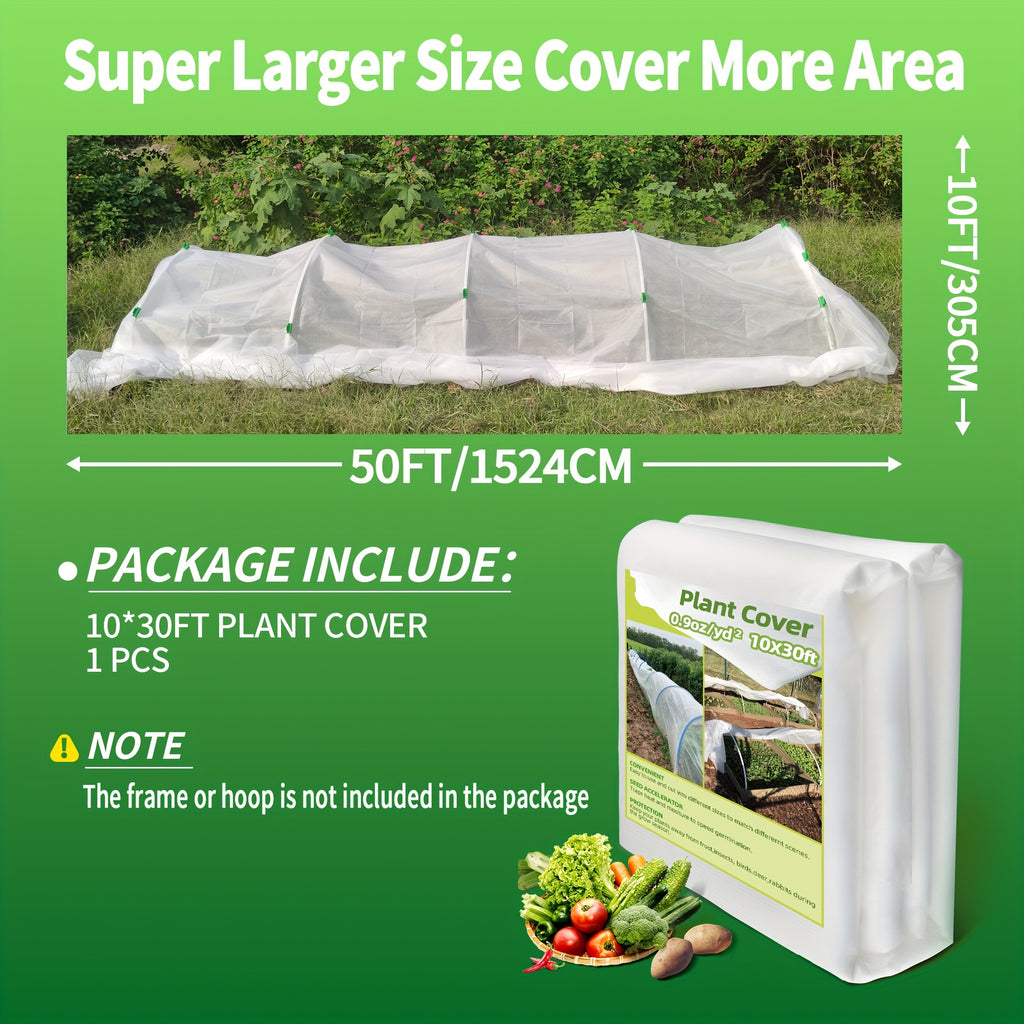 1/3/5/10pcs 10x50ft Plant Covers, Freeze Protection Frost Cloth for Winter, 0.9oz/yd² Reusable Frost Blankets for Floating Plants, Row Covers for Outdoor Vegetables Season Extension