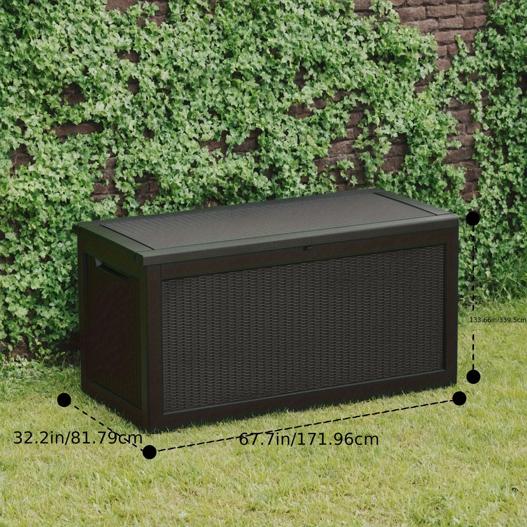 100GAL/150GAL Heavy Duty Resin Outdoor Storage Box with Wheels - High Quality Lockable Patio, Garden and Pool Deck Organizer for Throw Pillows, Sports Gear, Yard Tools, Wood Grain Effect,Perfect Holiday Gift for Halloween, Christmas, Thanksgiving