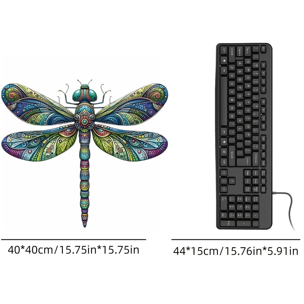 A Metal Dragonfly Relief, Meticulously Hand-Carved. It Features Three-Dimensional Wings And Compound Eyes, with Intricate Details. The Matte Black Background Enhances Its Depth
