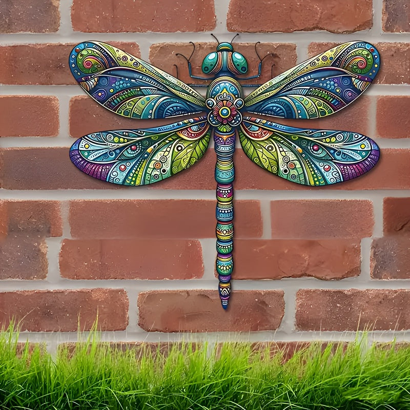 A Metal Dragonfly Relief, Meticulously Hand-Carved. It Features Three-Dimensional Wings And Compound Eyes, with Intricate Details. The Matte Black Background Enhances Its Depth