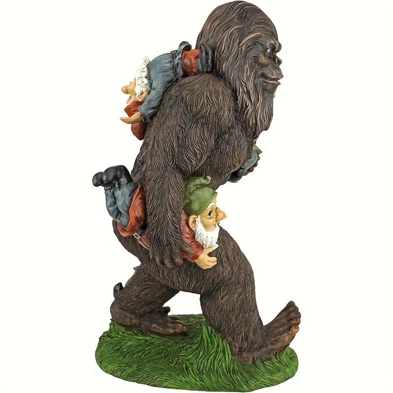 Garden Gnome Bigfoot Snowman Indoor/Outdoor Garden Statue, 8 Inches Tall, Hand-cast Resin, Fully Painted Finish Christmas Snowman Gnome And Bigfoot