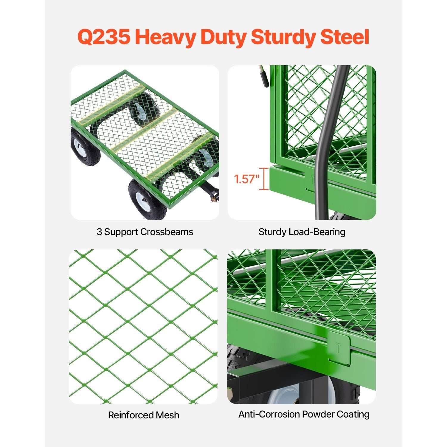 VEVOR Steel Garden Cart 680/900/1200lbs Capacity Heavy Duty Wagon Cart 13in Tires