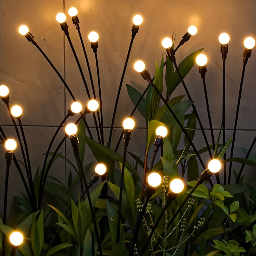 8-Pack Solar Lawn Firefly Lights, Each Bulb 8 Lumens Brightness, IP65 Splash-Proof - Add LED Firefly Ground Stake Garden Decorative Lights - Venue Ramadan Festival Decorative Lights