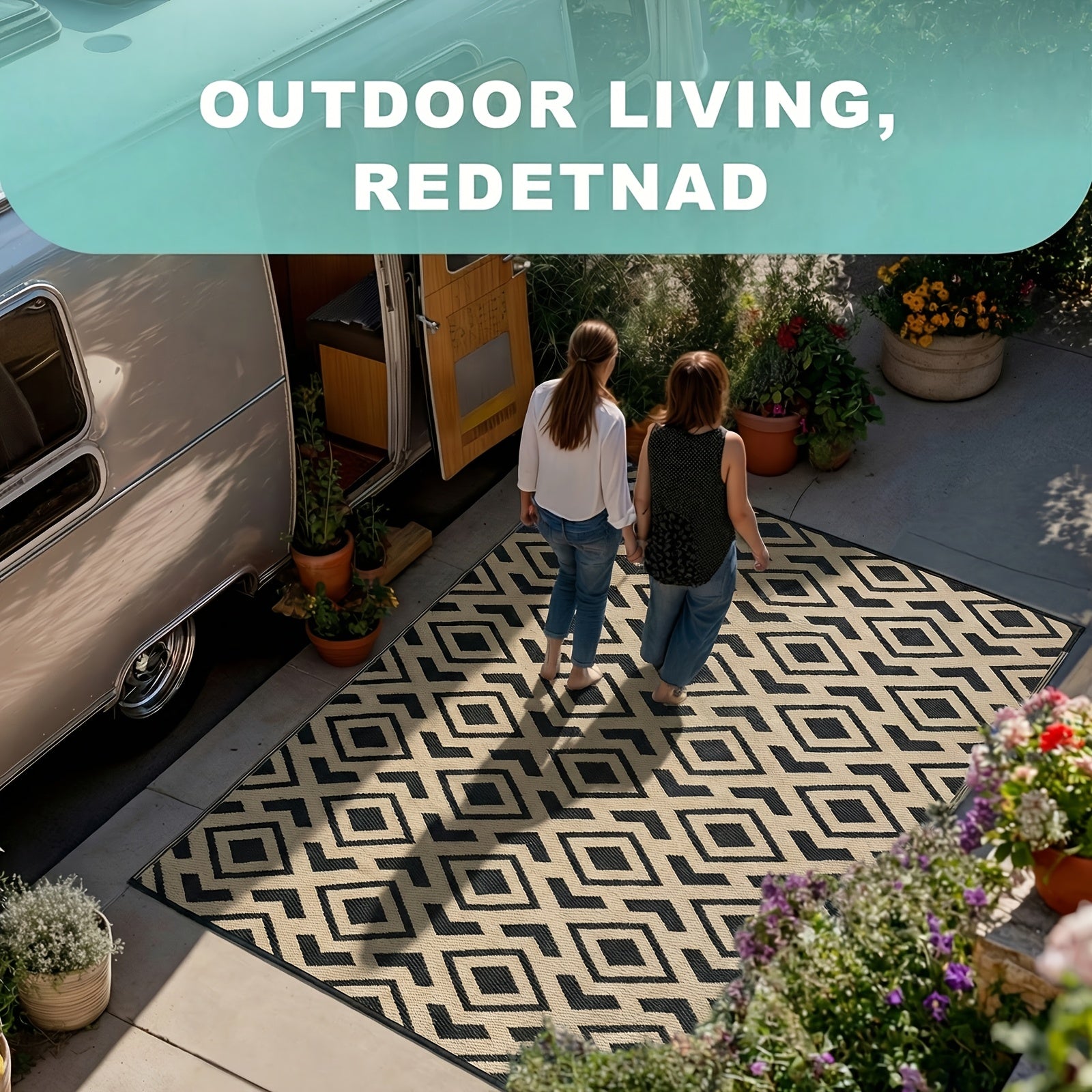 Reversible Mats, Plastic Straw Mat, Modern Area Mat, Large Floor Mat And Mat for Outdoors, RV, Patio, Backyard, Deck, Picnic, Beach, Trailer, Camping