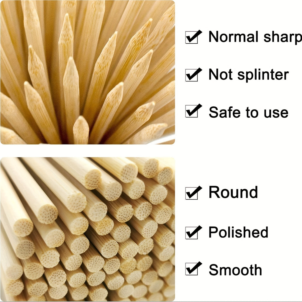 10" Natural Bamboo Skewers Sticks, 300 Wood Skewers for Grilling, BBQ, Kabob, Appetizers, Fruits, Smores, Cocktail, Brunch, Fondue Sticks, Barbeque, DIY Crafting