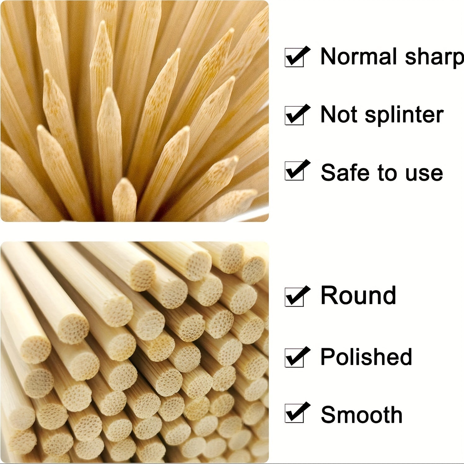 10" Natural Bamboo Skewers Sticks, 300 Wood Skewers for Grilling, BBQ, Kabob, Appetizers, Fruits, Smores, Cocktail, Brunch, Fondue Sticks, Barbeque, DIY Crafting