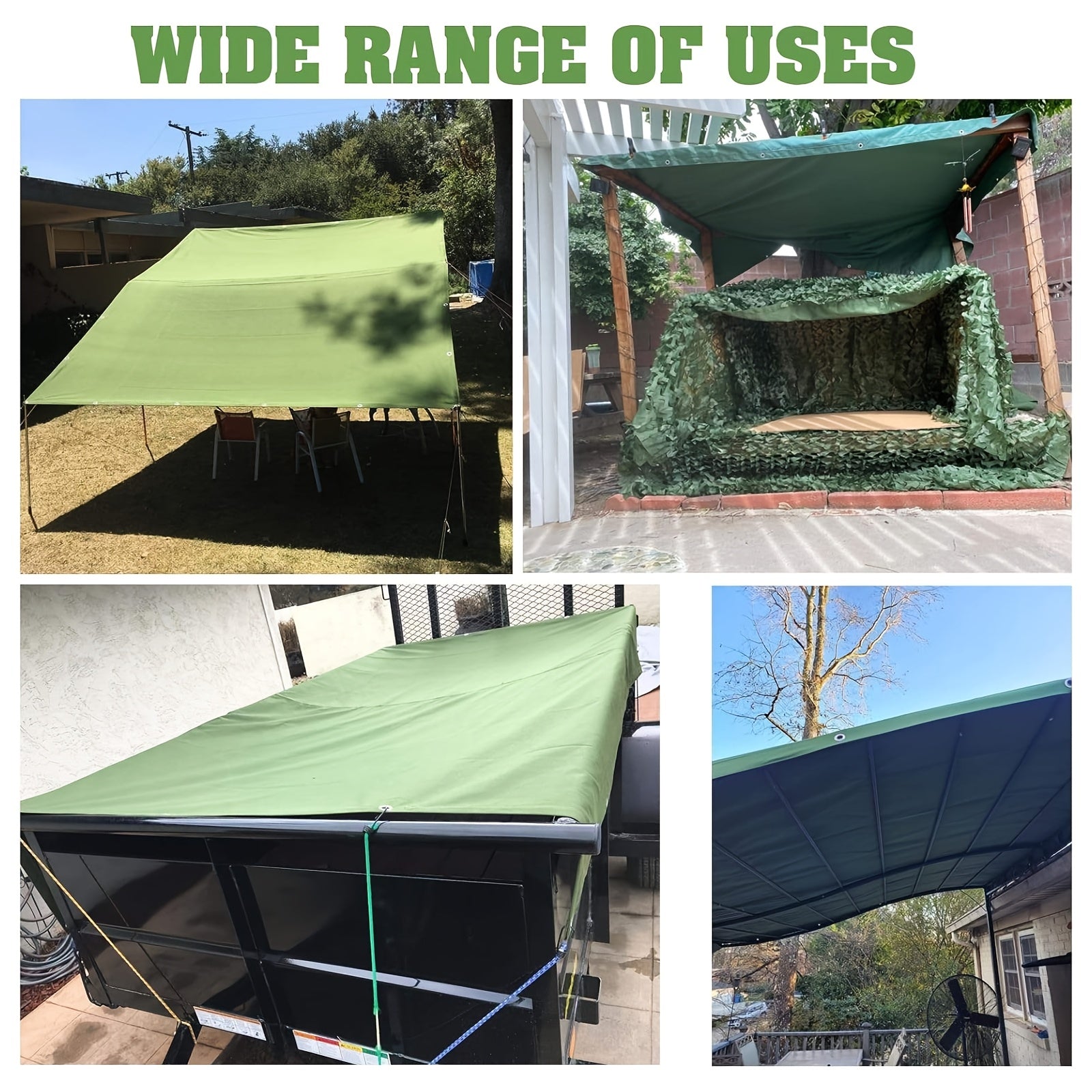 Durable 16Oz Waterproof Canvas Tarp, Ideal for Protecting And Boats, Suitable for Outdoor Camping And Pool Tents, Resistant to Weather, Rips, And Tears