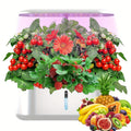 Indoor Herb Garden Kit Featuring a Hydroponic System with 10 Pods, Two Bottles of Nutrients, a 1-Gallon Water Tank, an Automatic Timer, And Adjustable Height Up to 20 Inches. It Includes Grow Lights And a Quiet Water Pump
