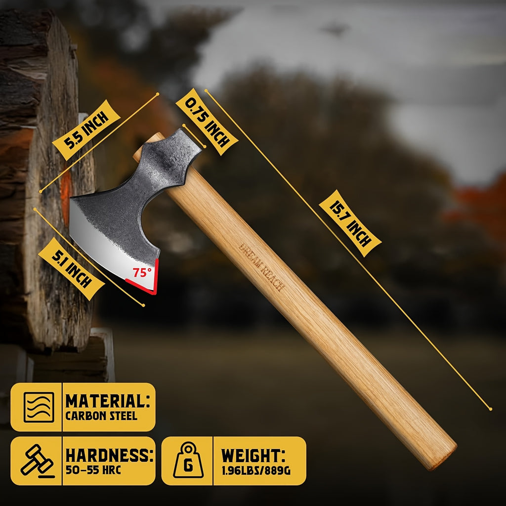 Axes 2 Pack, Professional 16" Axes for Backyard, Hand Forged Viking Axes Set Bushcraft Axes with Wooden Handle, Hand Forged Carving Axes, for Chopping Wood, Gardening