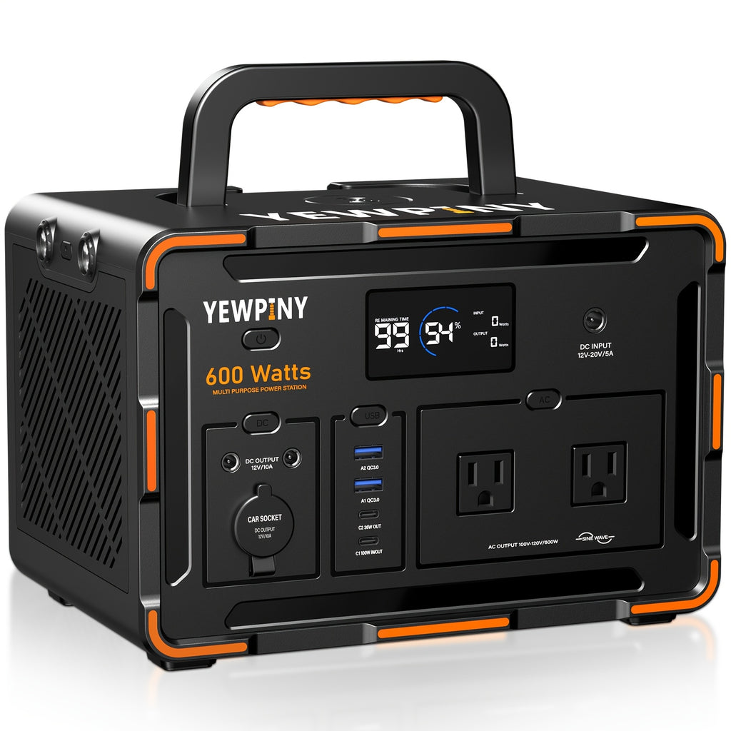 [Portable Power Station] 300W/600W YEWPINY Portable Power Station, Equipped with Fast Charging, 259Wh/599.4Wh Lithium Battery Solar Generator, 17500mAh/27000mAh High-Capacity Lithium Battery, Suitable for Gardens, Outdoor Travel, Camping Trips, Hunting, P