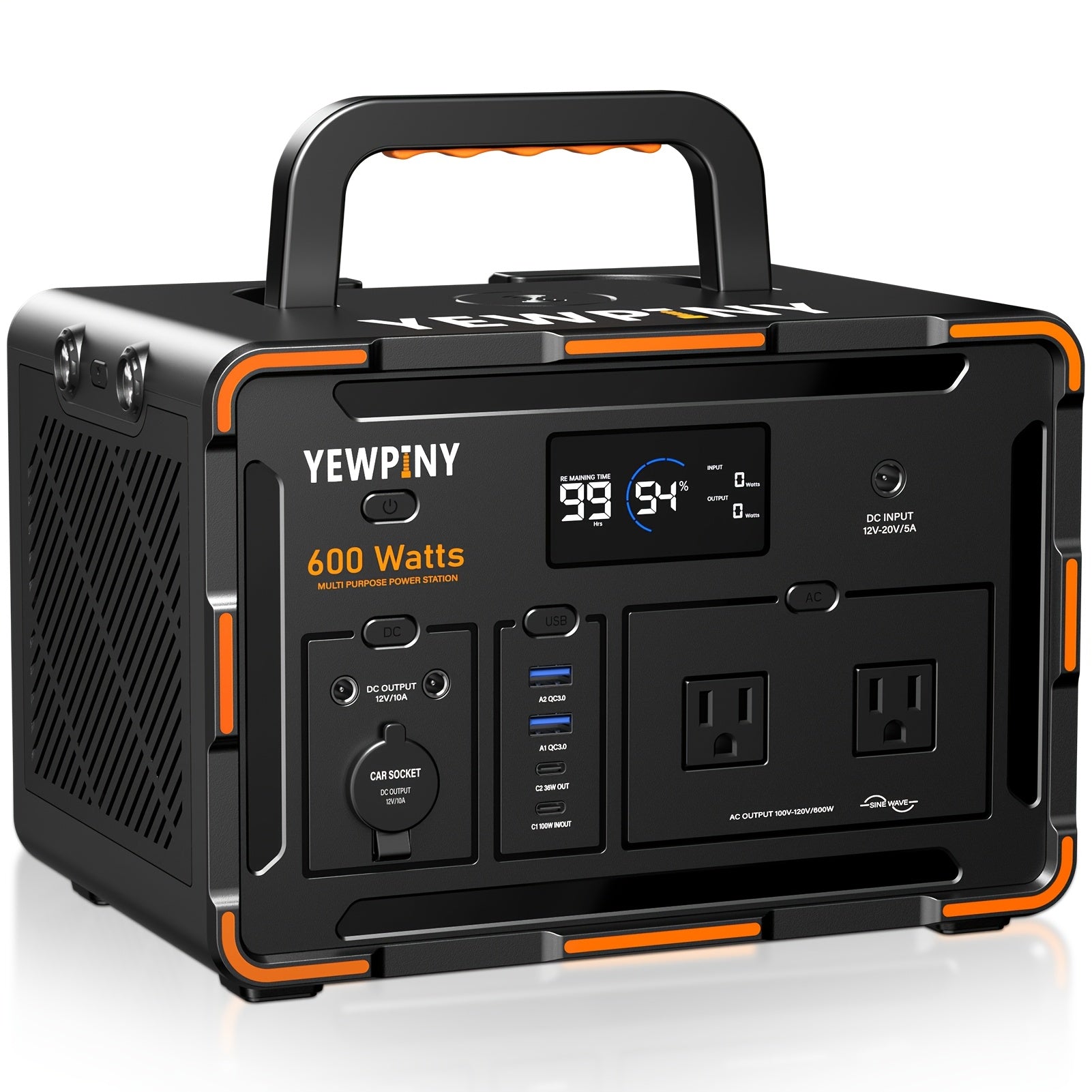 [Portable Power Station] 300W/600W YEWPINY Portable Power Station, Equipped with Fast Charging, 259Wh/599.4Wh Lithium Battery Solar Generator, 17500mAh/27000mAh High-Capacity Lithium Battery, Suitable for Gardens, Outdoor Travel, Camping Trips, Hunting, P