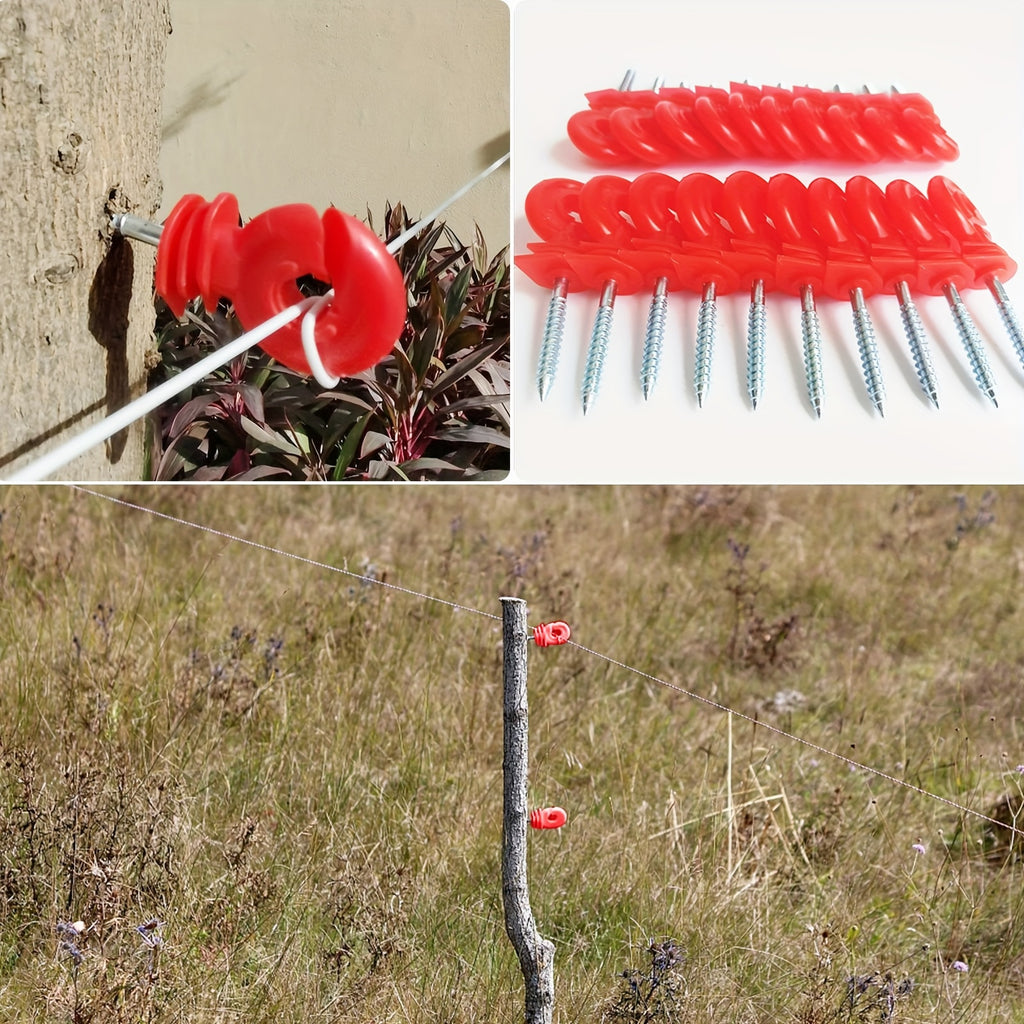 50/100pcs Metal Electric Fence Insulator - Includes Installation And Disassembly Tools, Self-Drilling Screws for Screwing In, Suitable for Wooden Posts in Homes, Pastures - Livestock And Agricultural Fences, High Wall Electric Fence Additions