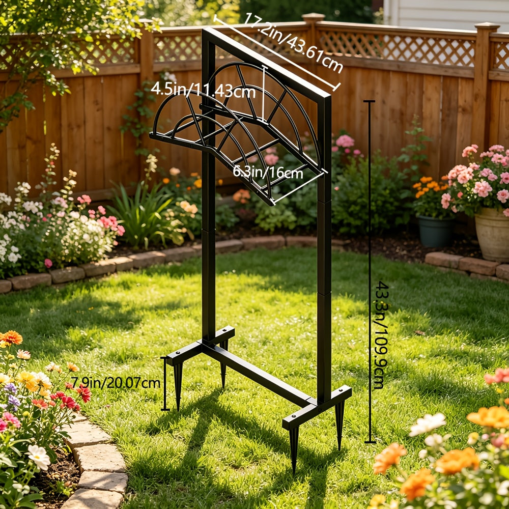 Upgraded 3/4 Anchor Base Heavy-Duty Garden Hose Holder / Wall-Mounted Hose Bracket - Suitable for 100ft Hose, Rust-Proof Metal Bent Basket Design, Tool-Free Assembly, Portable Outdoor Yard Storage, Industrial-Grade Material, Detachable Metal Garden