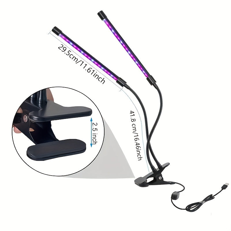 Plant Grow Light LED Grow Light 4 Heads/2 Heads Grow Light Full Spectrum Clip-on Plant Grow Light With Blue Red LED Suitable For Indoor Plants 5 Levels Dimmable 3/9/12 Hours Timing Suitable For All Kinds Of Plant Growth, Valentine'S Day
