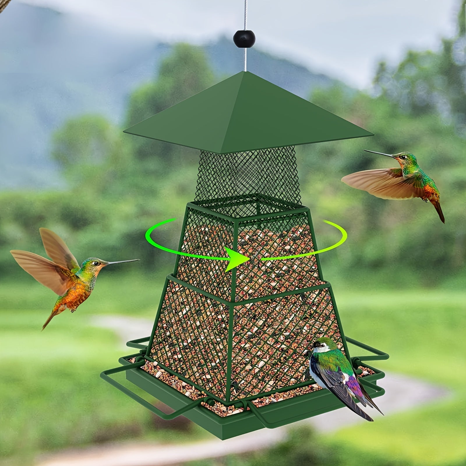 "Seed-Saving" Heavy-Duty Outdoor Bird Feeder – Squirrel-Proof, Metal Mesh Design for Cardinals & Wild Birds, Perfect for Garden & Yard Decor