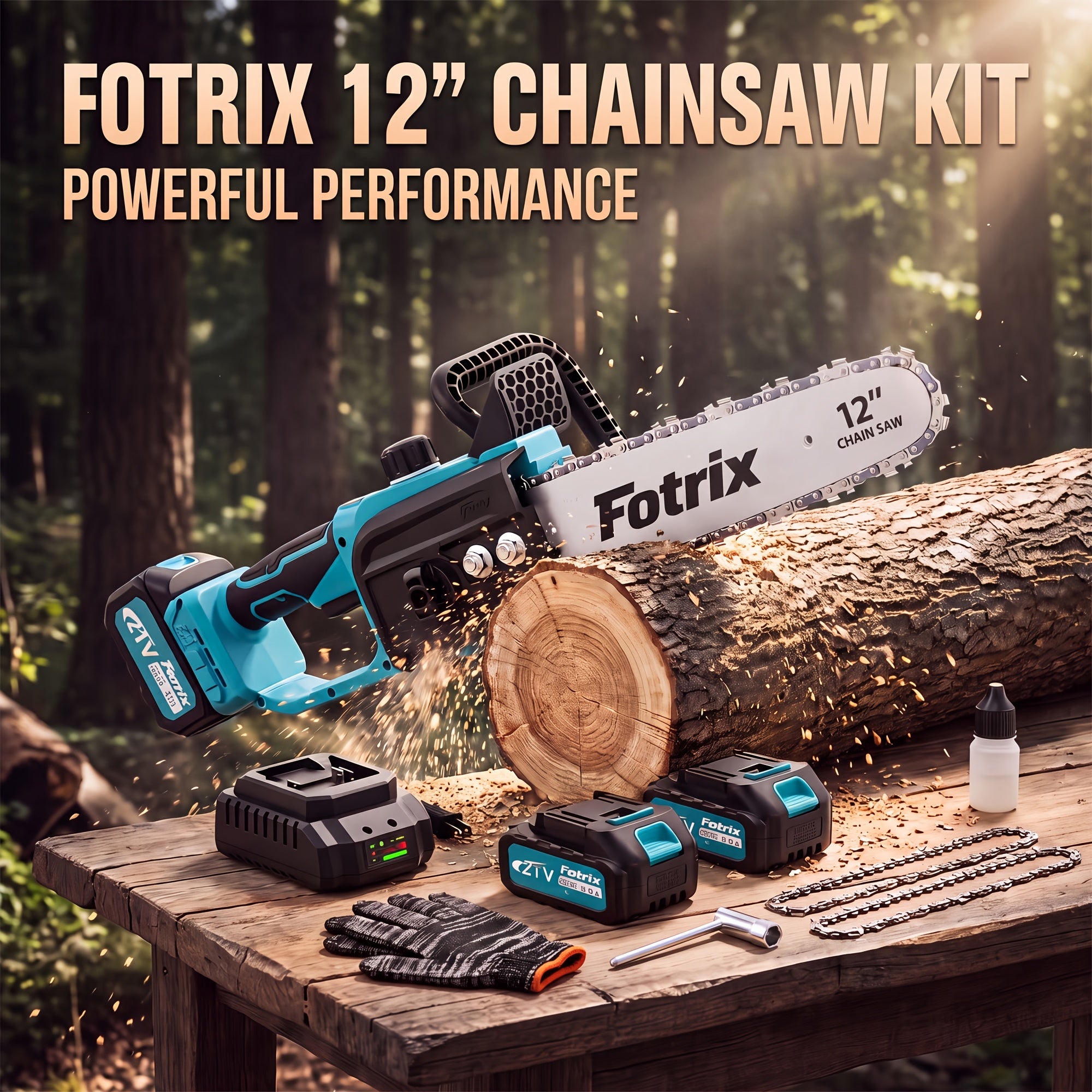 Cordless Chainsaw | 12/16-Inch, Battery Powered Handheld Electric Saw for Brush Clearing, Fence Line Cleanup, Dead Wood Removal, Hedge Reducing, Log Bucking, Property Maintenance, Estate Care, Trail Grooming & Tree Limb Salvage