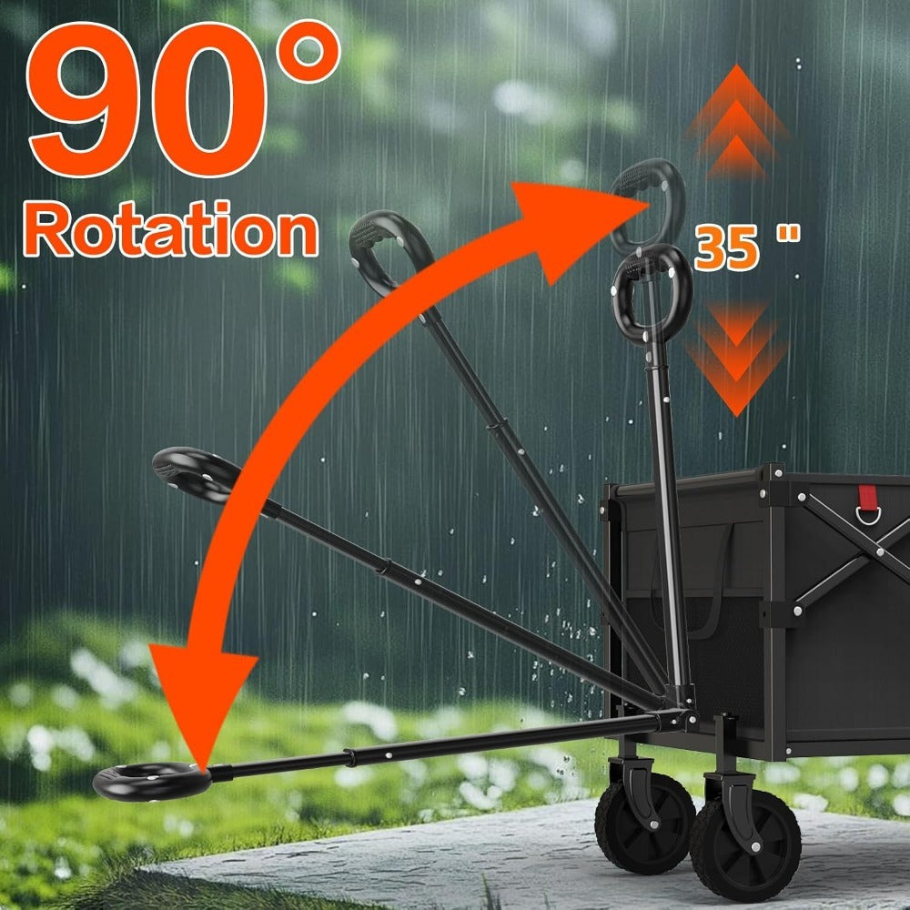 360LBS Heavy-Duty Wagons Carts Foldable Collapsible Wagon Cart with Wheels and Tailgate, Folding Utility Wagon Carts for Groceries, Outdoor Camping, Shopping, Beach, Garden