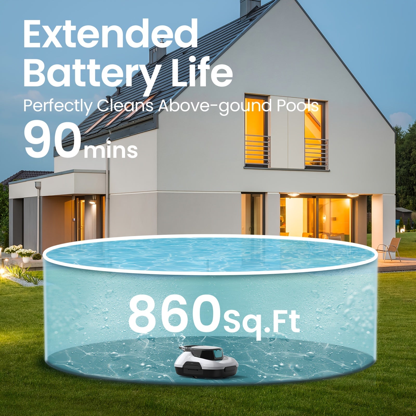 Refurbished AIPER Pool Cleaner Robot for Above Ground Flat Pools Up to 860 Sq.ft Cordless Pool Cleaner with 90-Min Runtime, Smart Self-Parking, Lightweight, Pool Vacuum Scuba SE
