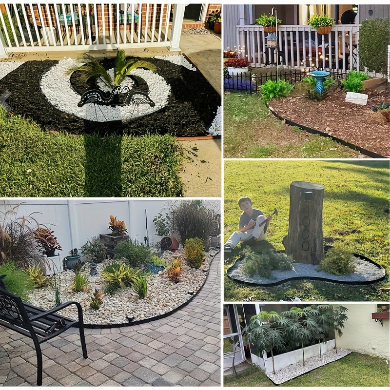 Flexible Garden Boundary Tape Measuring 393.7 Inches, Or 787.4 Inches, Designed for Landscape Edging. This Mini Plastic Fence Comes with 30 Stakes And Is Suitable for Flower Beds in Courtyards