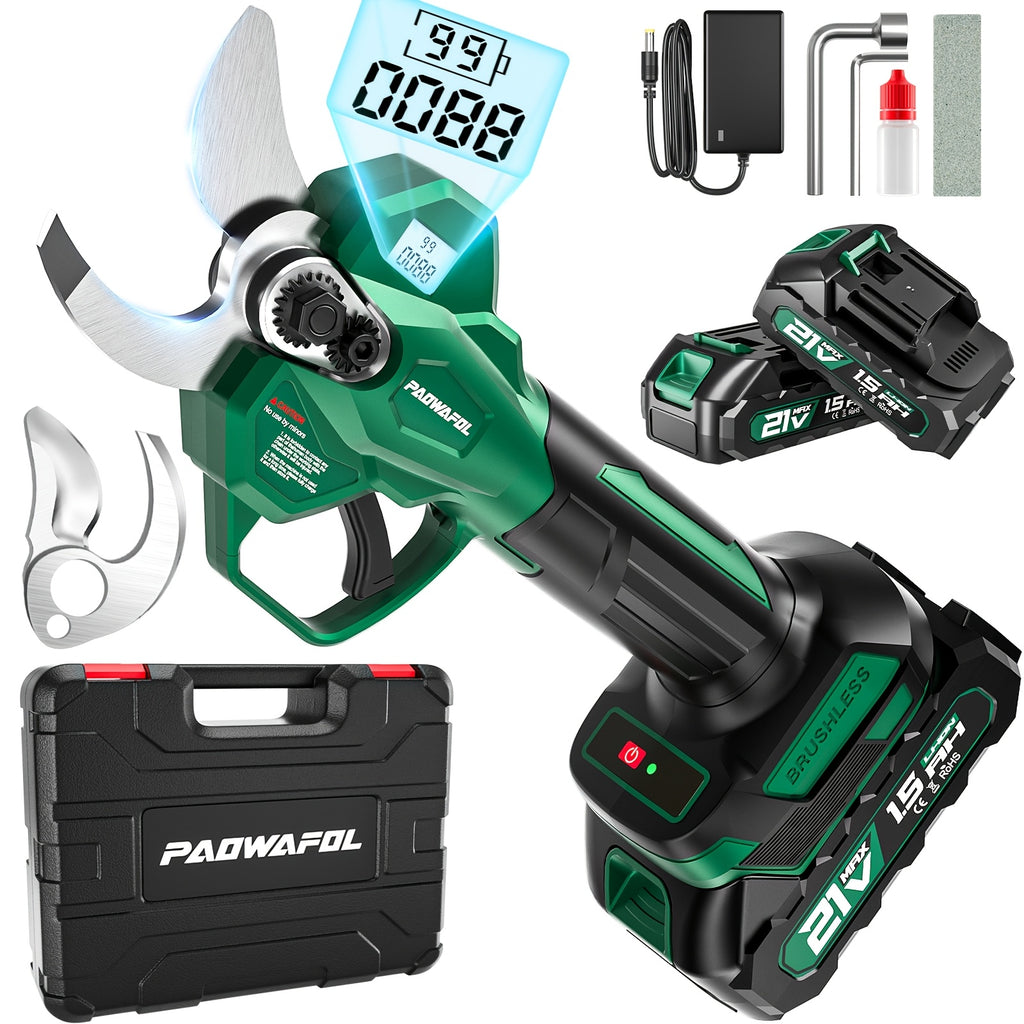 Electric Pruning Shears, Cordless Electric Pruner With 2pcs Rechargeable Lithium Battery Powered & 1 Extra Blades, 41mm (1.6 Inch) Cutting Diameter Electric Pruning Shears Cordless