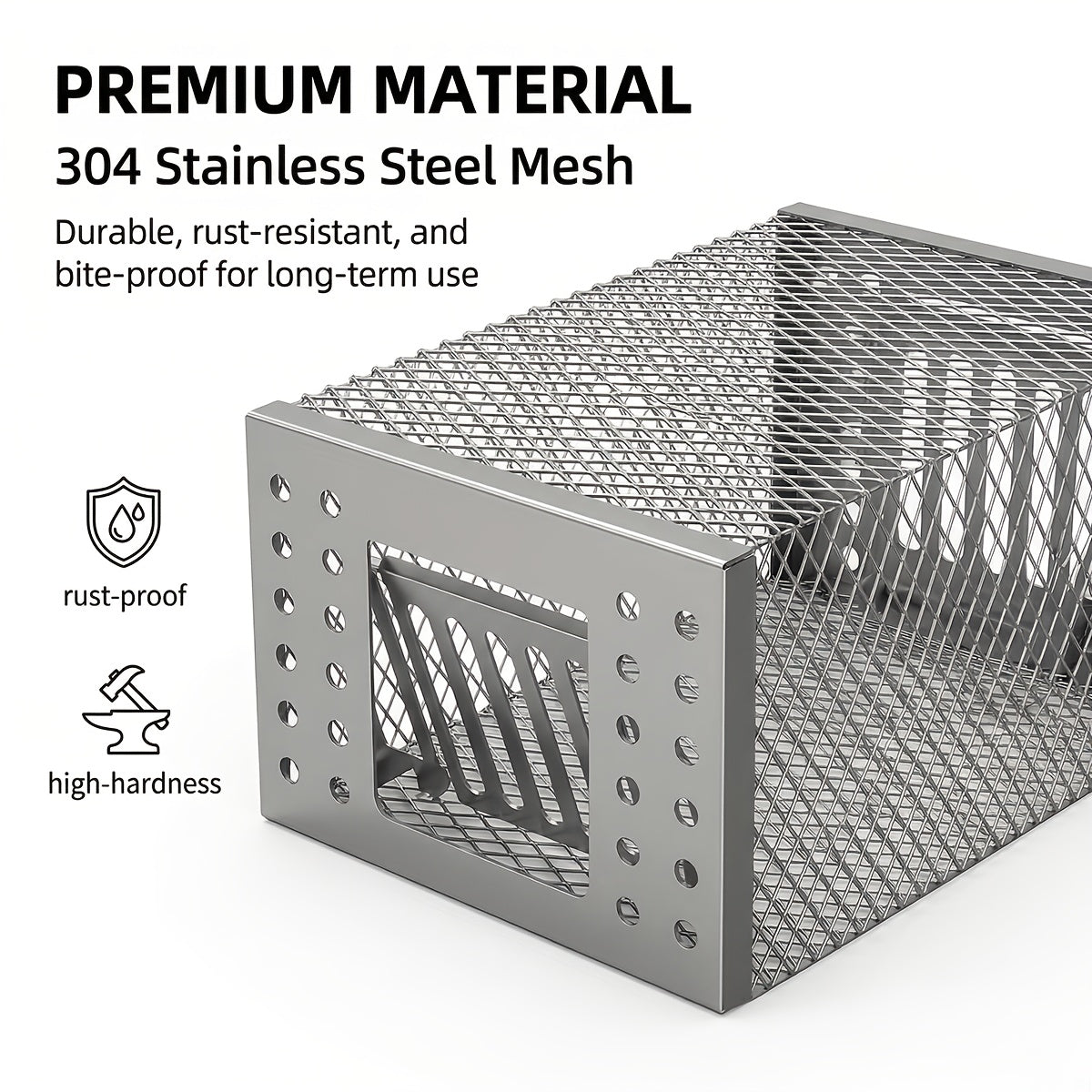 High-efficiency Automatic Mousetrap-designed for Continuous Catching, Metal Structure, Galvanized Rust Prevention, One-way Entrance And No Exit Design, Suitable for Indoor And Outdoor Pest Control, Without Power Battery.