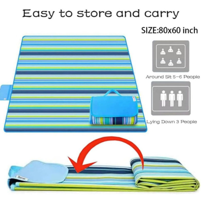 57.1-Inch by 78.7-Inch Waterproof Picnic Mat - a Durable Outdoor Blanket That Is Sandproof, Perfect for The Beach, Camping, And Hiking (Foldable). Non-Food Direct Contact