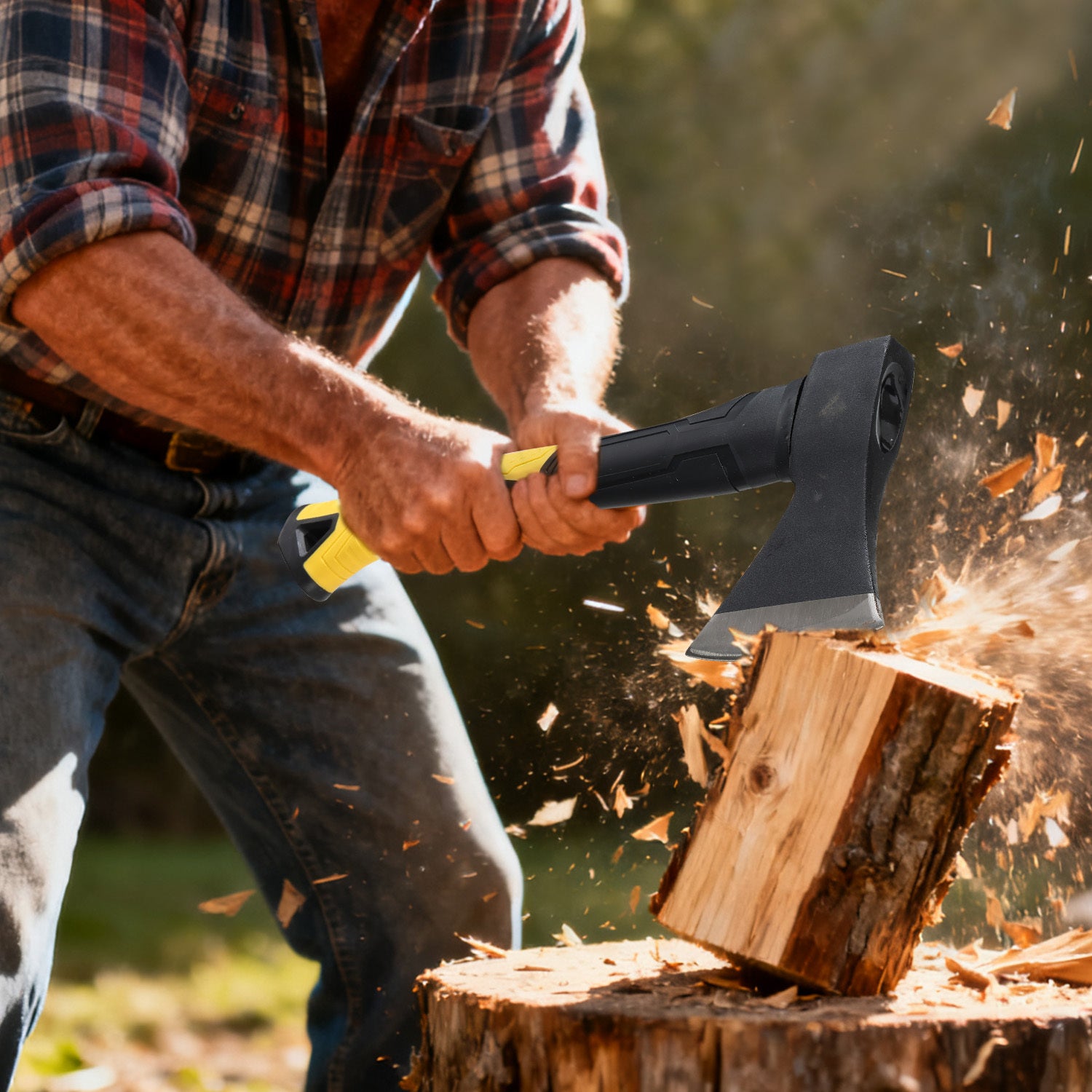 Camping Axe for Wood Splitting - Heavy Duty Garden Hatchet with Non-Slip Handle, Sharp Firewood Blade, Outdoor Survival Gear & Yard Tool | Christmas Gift for Men