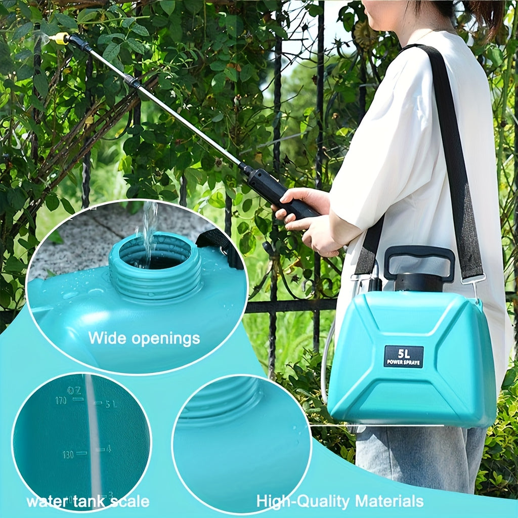 1.32gal Electric Sprayer, High-Performance Electric Sprayer Featuring 3 Mist Nozzles, Extendable Wand, Garden Sprayer Equipped with Adjustable Shoulder Strap for Lawn, Garden, And Cleaning Tasks