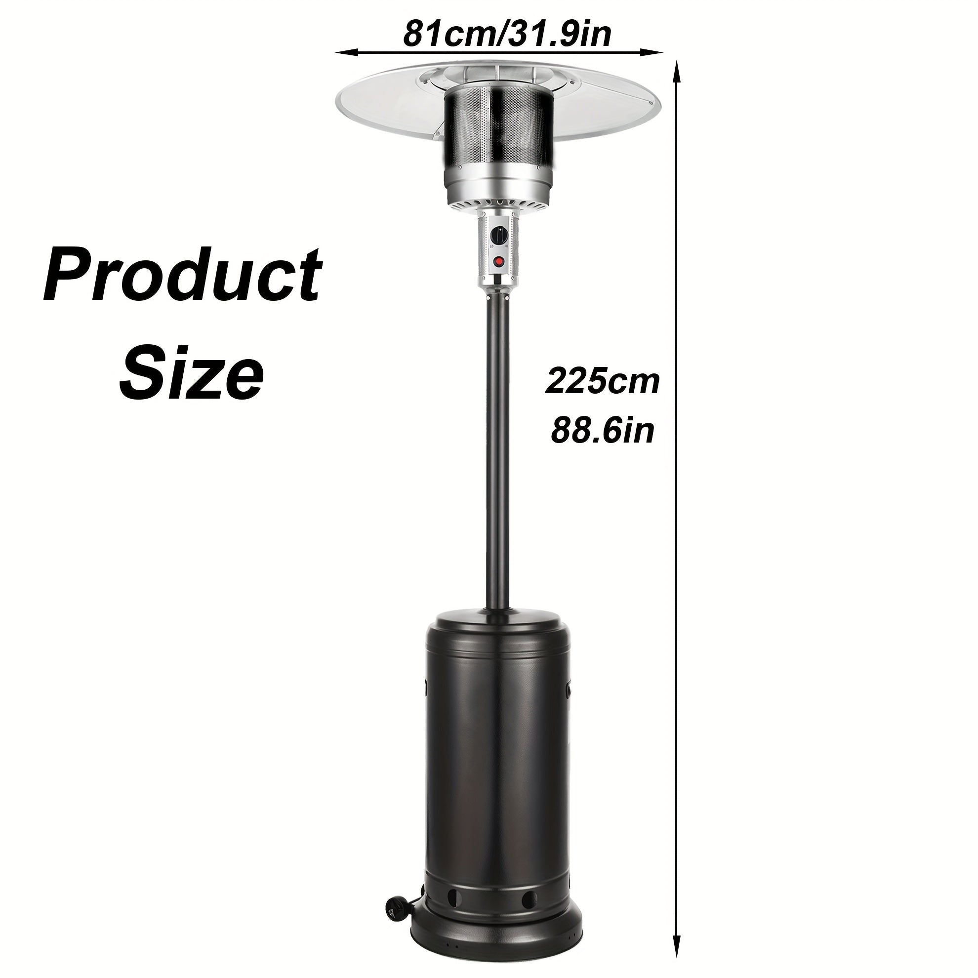Vivicreate 9/88/90 INCH [48, 000/5500] BTU Heavy Duty Double Layer Stainless Steel Propane Outdoor Heater, Metal, No Electricity Required, Fast Heating Up In 1 Minute, Built-in Ignition, Suitable for Outdoor Use, Christmas Gift Ideas