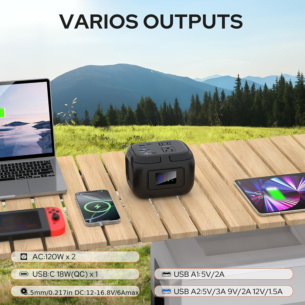 [Portable Solar Generators] 120W Portable Power Station 97.68Wh with AC USB-C USB-A DC Output Power Bank Fasting Charging Solar Generators for Outdoor Camping RV Traveling Emergencies Home Use