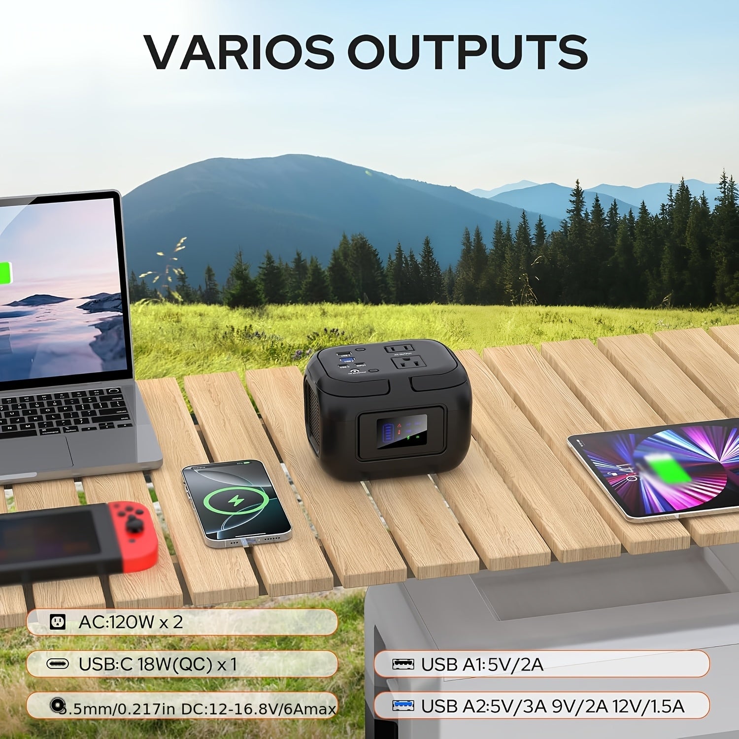[Portable Solar Generators] 120W Portable Power Station 97.68Wh with AC USB-C USB-A DC Output Power Bank Fasting Charging Solar Generators for Outdoor Camping RV Traveling Emergencies Home Use