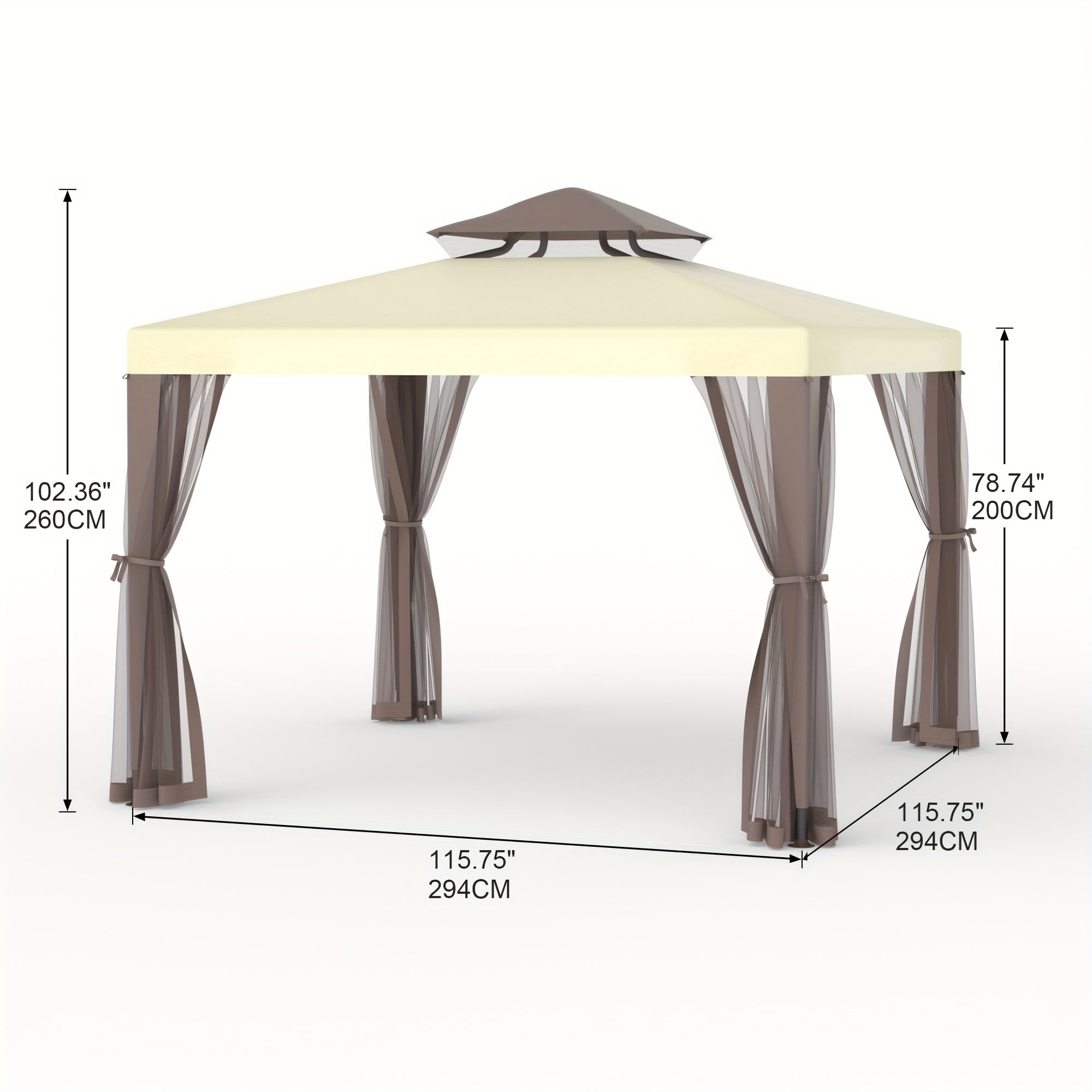 10'x10' Patio Gazebo Tent Mosquito Netting Outdoor Canopy Shelter for Garden