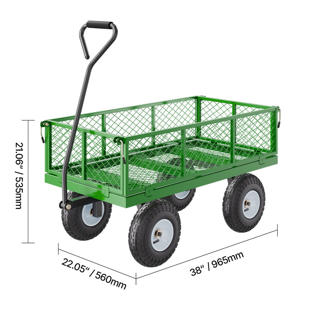 VEVOR Steel Garden Cart 680/900/1200lbs Capacity Heavy Duty Wagon Cart 13in Tires