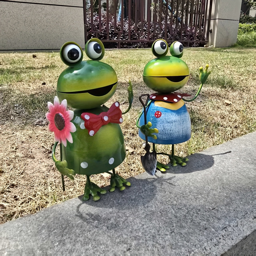 Cute Metal Frog Outdoor Statue Decoration, Home Flowerpot Decoration Decoration Crafts, Metal Iron Home Hanging Decoration, Perfect Balcony, Garden, Courtyard, Lawn Decoration Sculptures