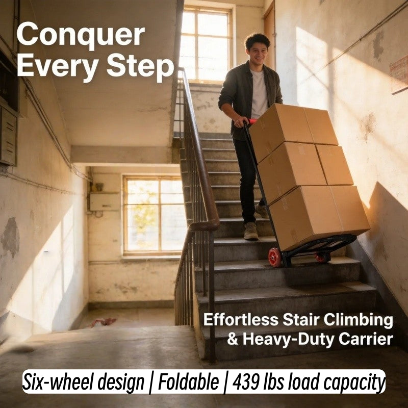 Portable Heavy-Duty Gardening Folding Cart | Equipped with Adjustable Buckles, Climbing Wheels, and Portable Lifting Function, Triangular Wheel Design, Easy to Store and Fold, High Load Capacity, Very Suitable for Transporting Heavy Items up and Down