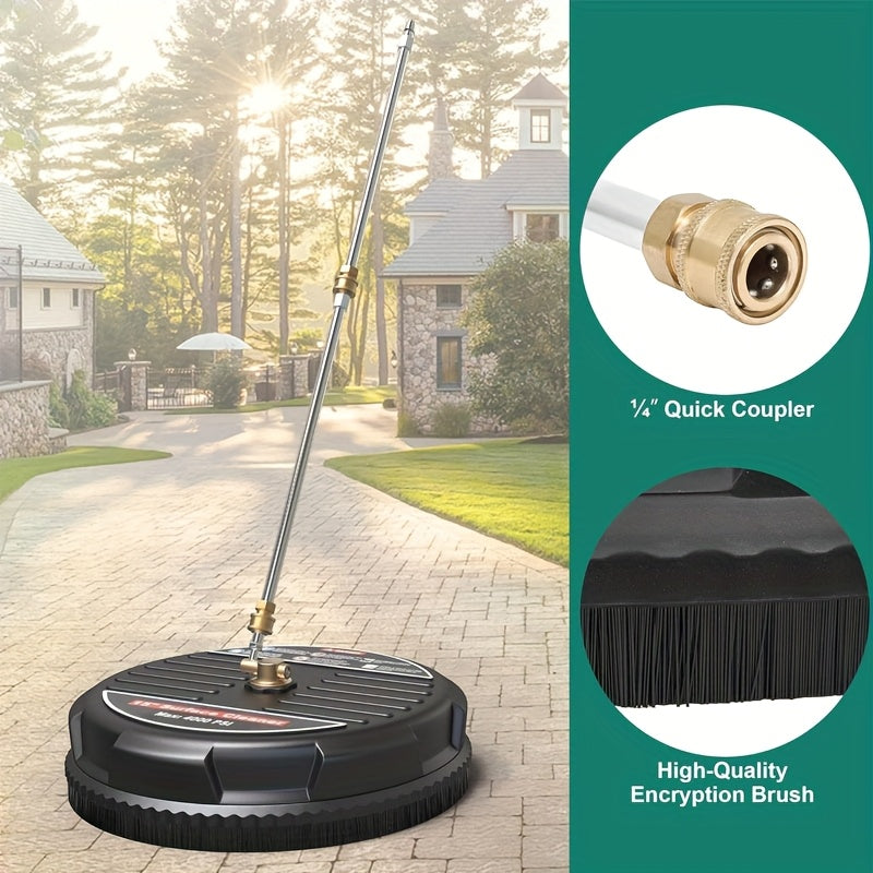 15" Pressure Washer Surface Cleaner with 2 Extension Wands & Replacement Nozzles, 4000 PSI High-Pressure Cleaning for Driveways, Sidewalks, Patios, and Decks, Quick Plug Design, Reduces Spray & Improves Efficiency, Patio Maintenance | Userfriendly Interfa
