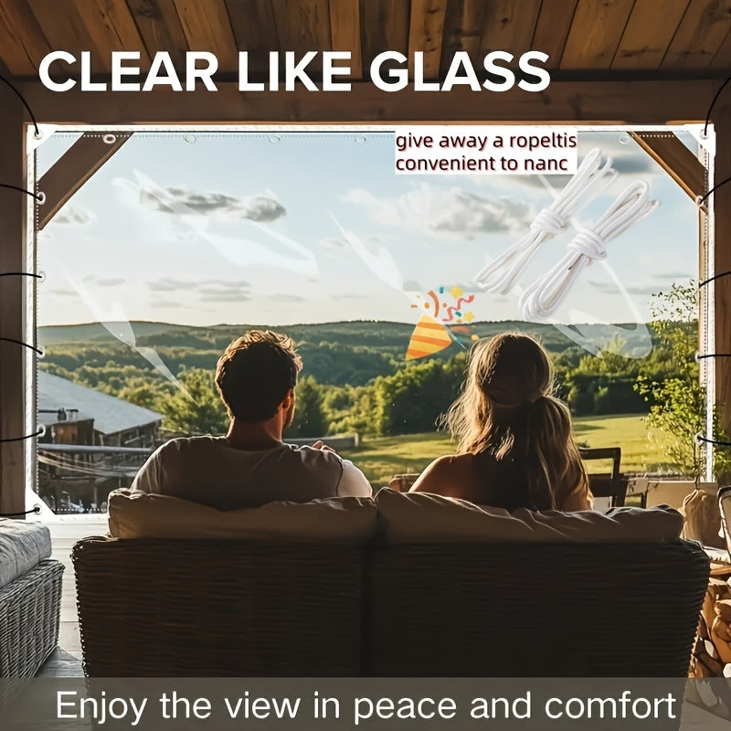Heavy Duty Transparent Vinyl Waterproof Tent Cloth Set - Complimentary Reinforced Ropes And Metal Rings! Professional Grade Windproof And Waterproof Material, Suitable For Yard Shading, Chicken Coop Protection, Porch Awnings