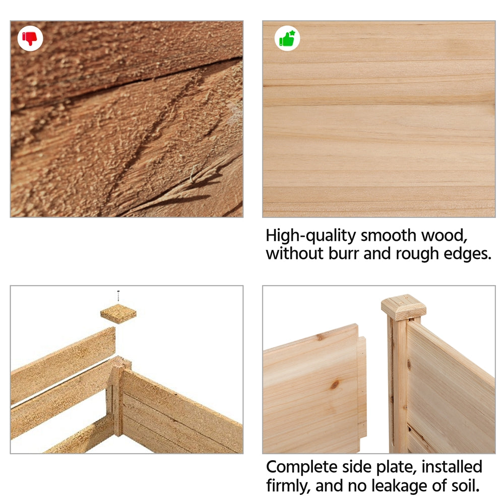 Costoffs Fir Wood Garden Bed Planter Box Raised Vegetables Flowers Bed Elevated Planter for Garden and Yard