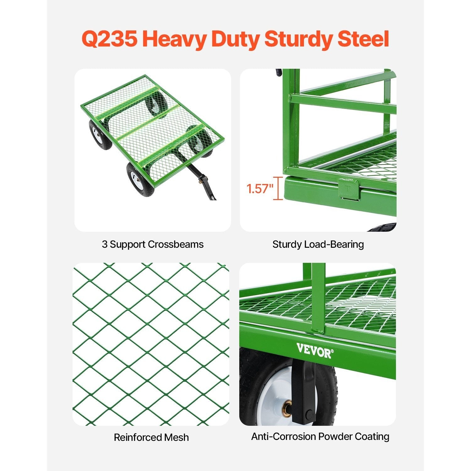 VEVOR Steel Garden Cart 680/900/1200lbs Capacity Heavy Duty Wagon Cart 13in Tires
