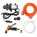 Portable Intelligent Electric High-Pressure Cleaning Water Pump 70w 160 Psi 12v Portable Pressure Strong Cleaning Kit With 276 Inch Pvc Hose, Suitable For Home, Car, Garden, (Car Mounted Cigarette Lighter Interface)