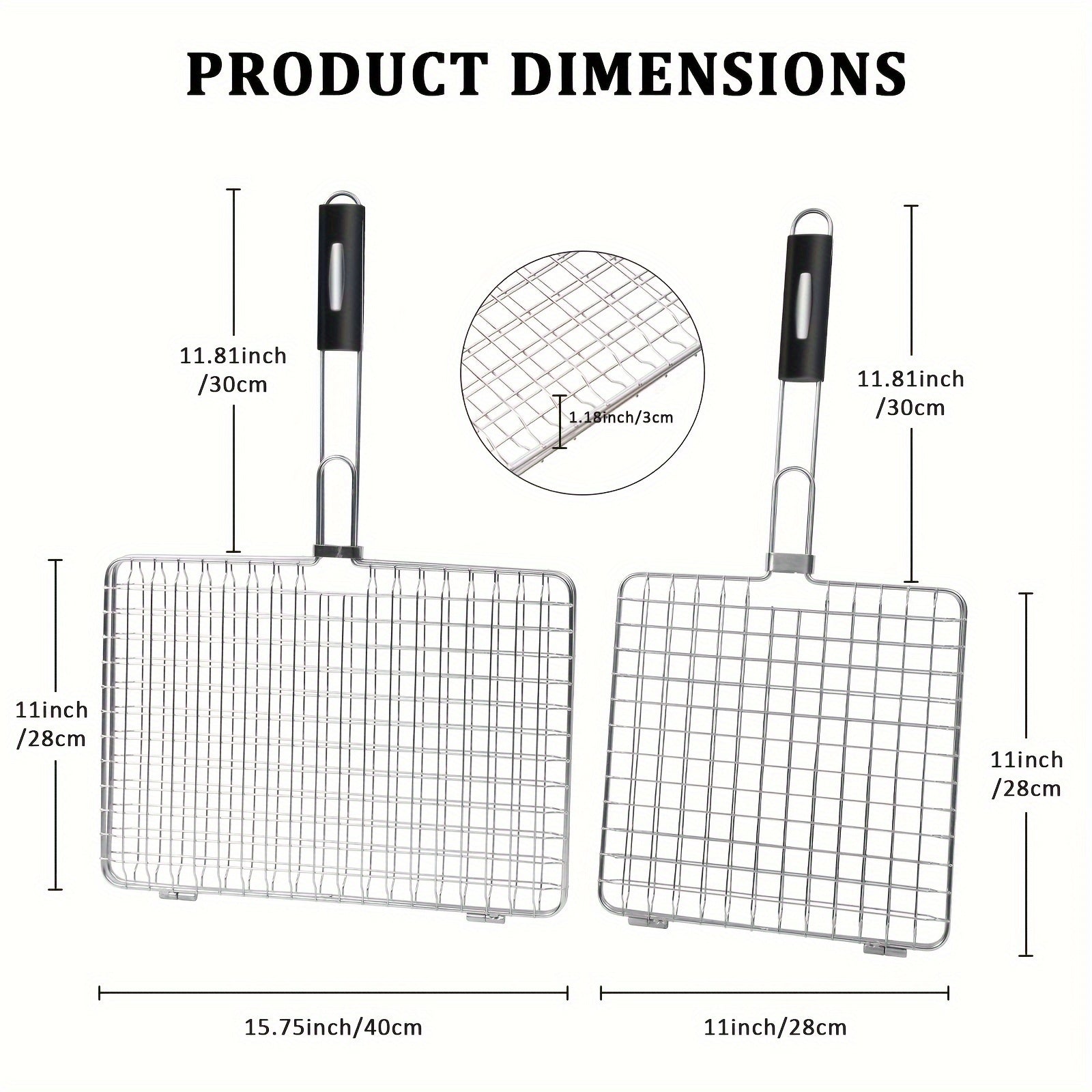 Stainless Steel Folding Barbecue Basket Portable Outdoor Camping Barbecue Accessories Suitable for Chicken, Meat, Fish, Steak, Vegetables, Grilled Skewers, Seafood, Dad Barbecue Gifts