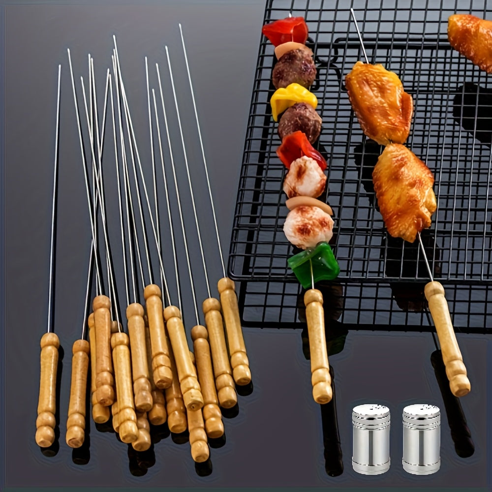 18 Stainless Steel Barbecue Skewers for Outdoor Use, Perfect for Outdoor Grilling, Camping, and Picnics