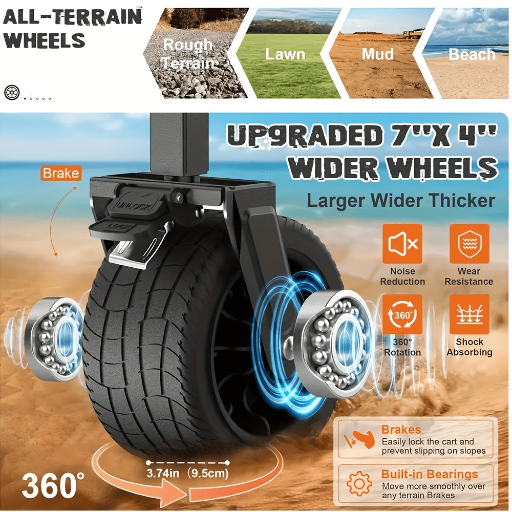 Foldable Cart, Multi-Functional Outdoor Camping Cart Swivel Wheels And Telescopic Handle Removable Wheels Multiple Styles Available Ideal for Beach, Lawn, Sports, Shopping, Fishing, Barbecues, Gatherings, Camping