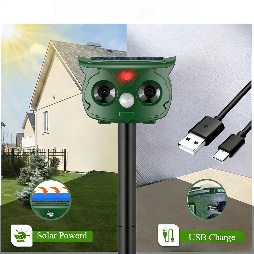 1Pack Solar Soundwave Technology Animal Repellent, Outdoor Cat Repellent Deer Repellent Dog Deterrent with Motion Sensor, for Garden Farm