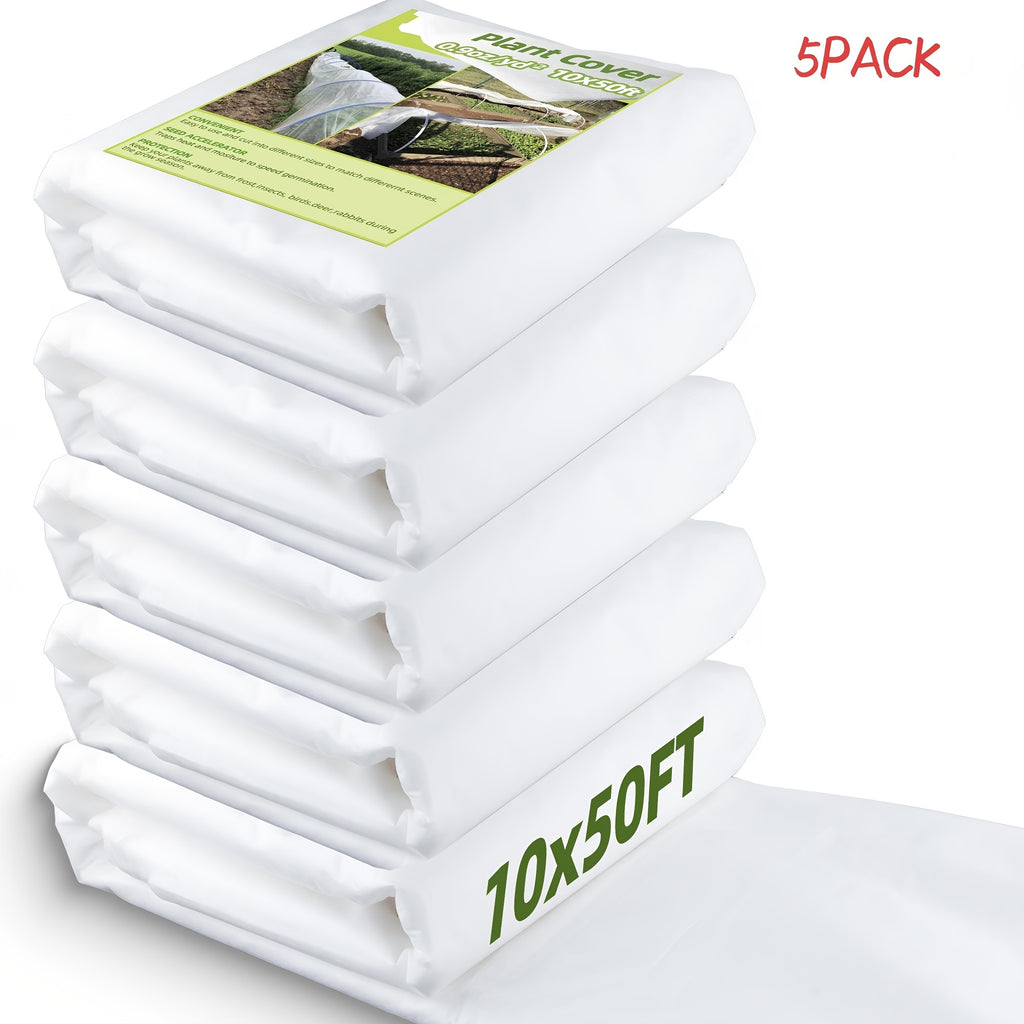 1/3/5/10pcs 10x50ft Plant Covers, Freeze Protection Frost Cloth for Winter, 0.9oz/yd² Reusable Frost Blankets for Floating Plants, Row Covers for Outdoor Vegetables Season Extension