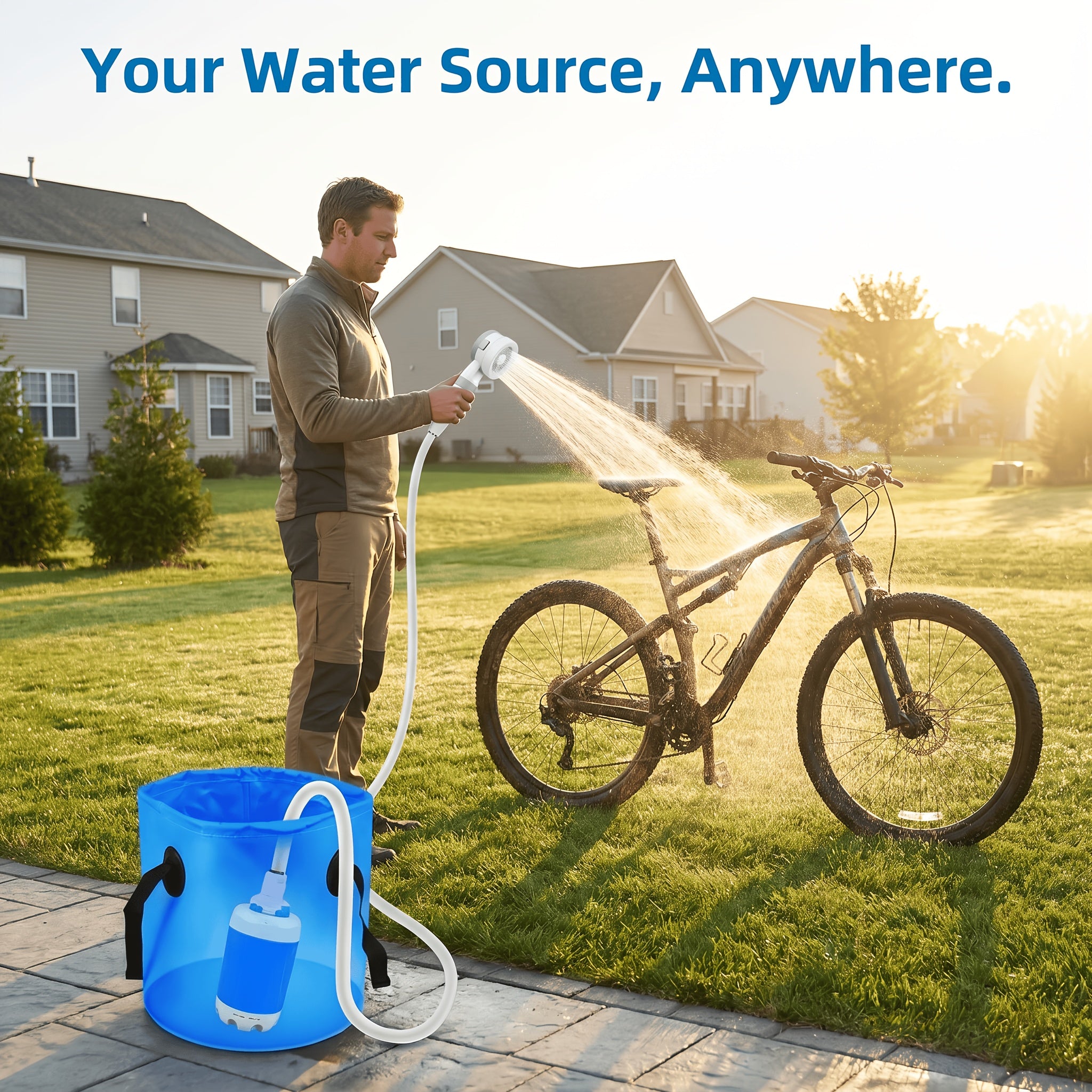 Portable Shower Pump And Outdoor Camping Shower (5000Mah); Suitable for Washing Cars And Motorcycles, Showering While Hiking Or Camping, Beach Trips, Gardening And Crop Irrigation, Bathing Pets, Cleaning The Yard, And Outdoor Fishing