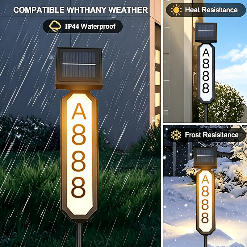 1/2pcs, Outdoor Solar Sign Light, Ground Insert Lawn Light, No Wiring Required, Automatically Lights Up At Night, IP44, Address Sign, Suitable For Homes, Mailboxes, Factories And Commercial Areas, Outdoor Christmas Gardens