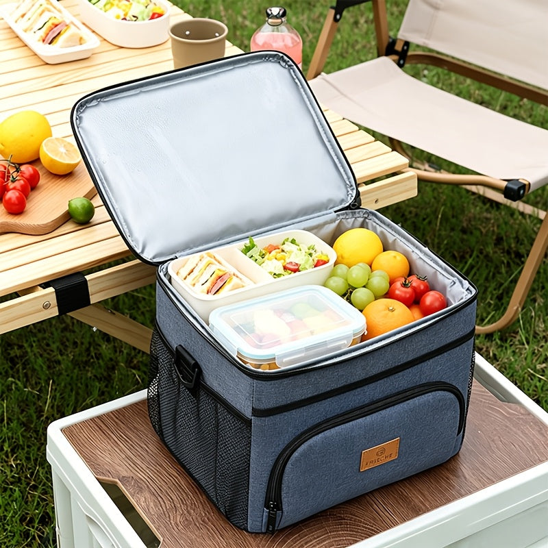3.05 Gallons Large Capacity Picnic Bag, Non-Food Contact Women'S Insulated Lunch Bag, Reusable Handheld Cooler Bag, Portable Multifunctional Crossbody Bag with Adjustable Shoulder Strap, Thickened Wear-Resistant Fabric And PEVA Lining